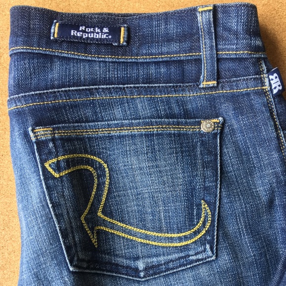 Rock & Republic Scorpion Jeans Yellow Stitch - Picture 2 of 7